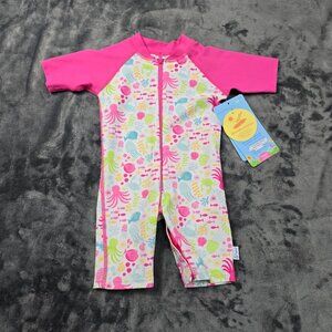 I Play Baby Swim Sunsuit 12 Months UPF 50 Ocean Print